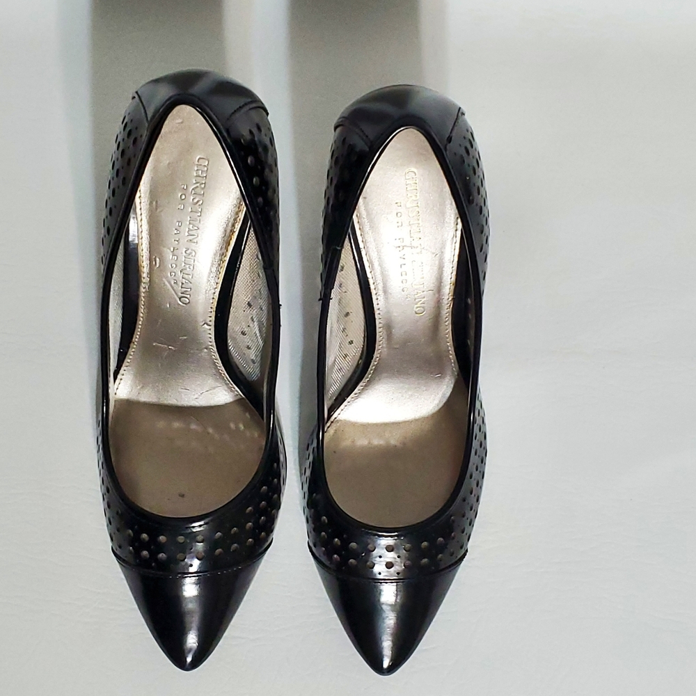 Christian Siriano Black Perforated Patent Leather Pumps - Picture 5 of 6